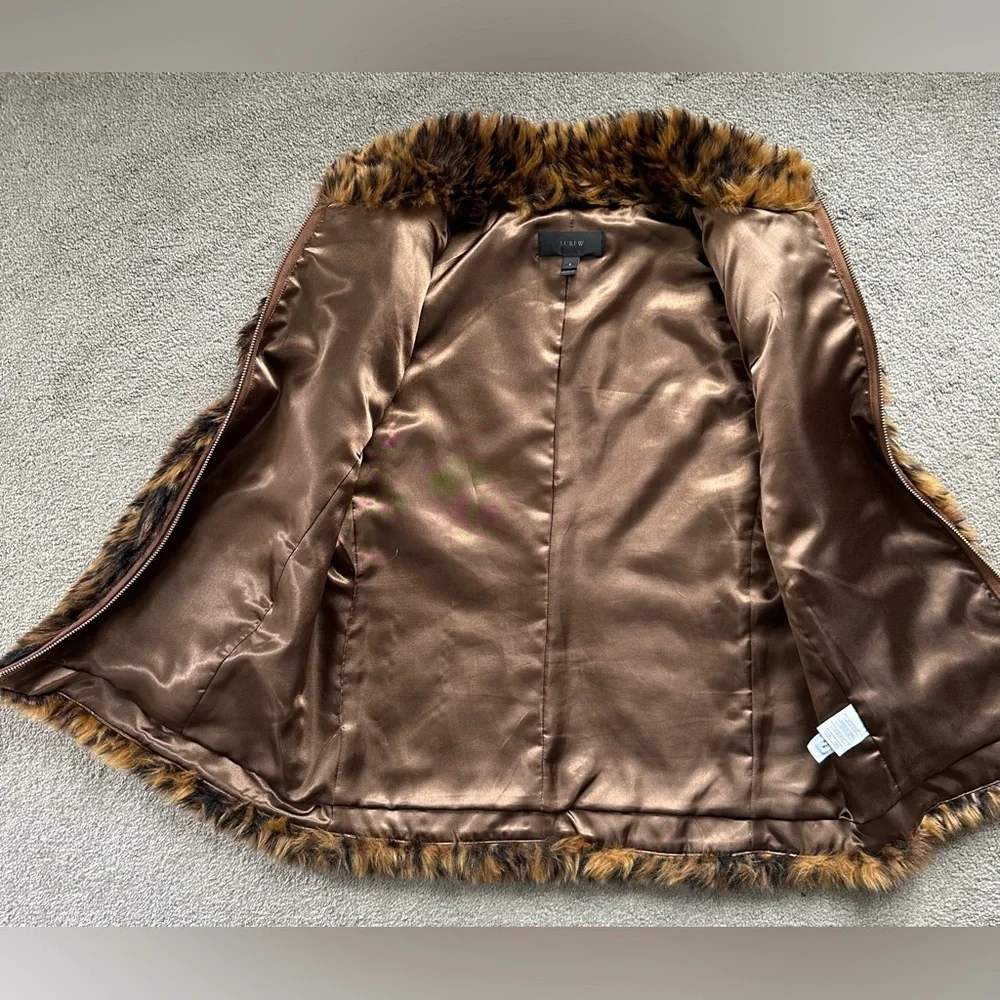 J. Crew Leopard Print Faux Fur Vest - Picture 4 of 7